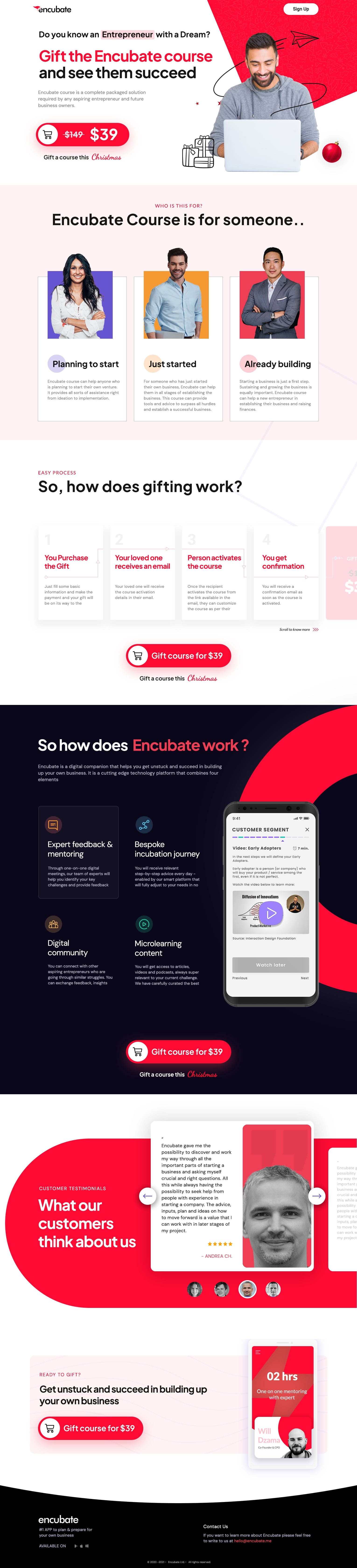 encubate campaign page
